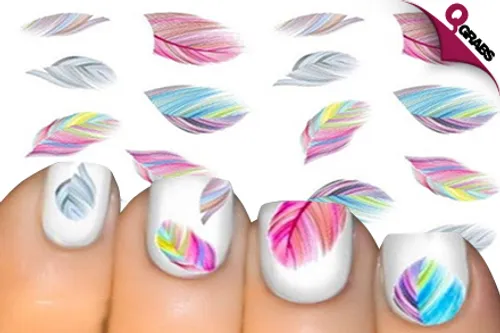From QR25, Dress Up Your Nails with Sheets of Nail Art Stickers - Available in Metallic OR Feather Designs! (Up to QR150 Value)
